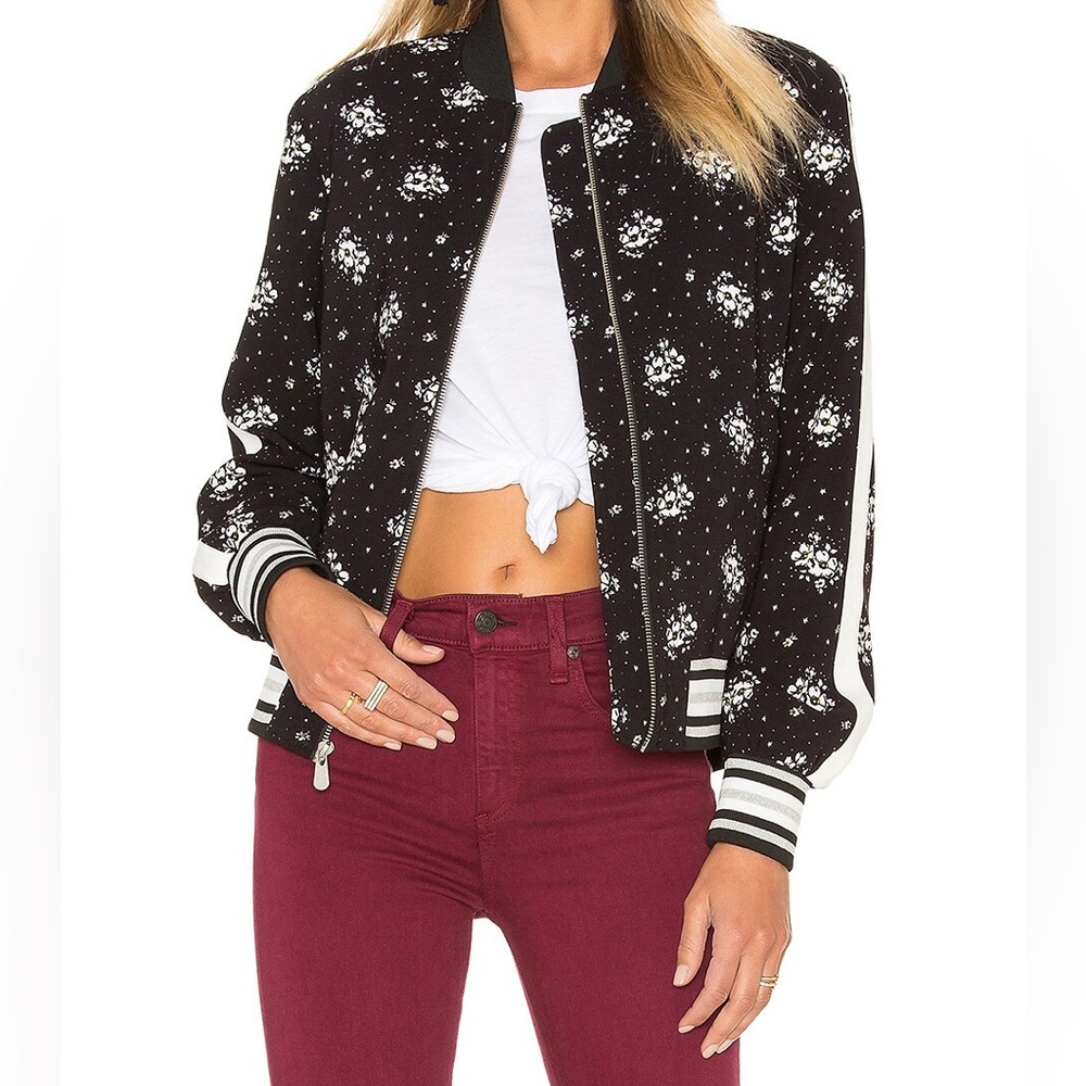 CINQ À SEPT Stardust Floral Print Bomber Jacket